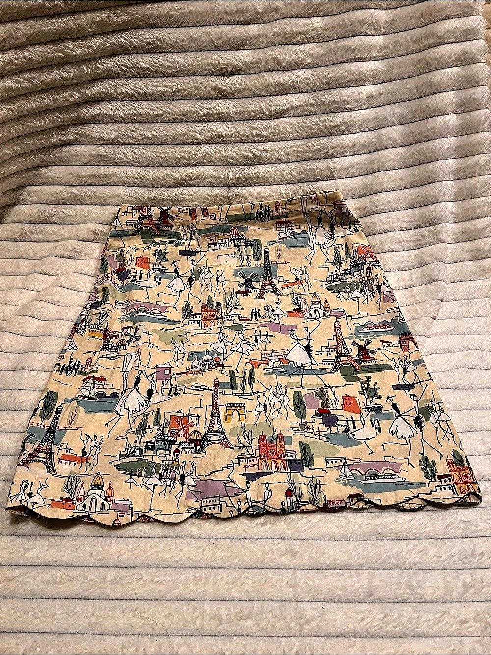 Central Falls Abstract Print A-Line Skirt in Cream & Green Size 8